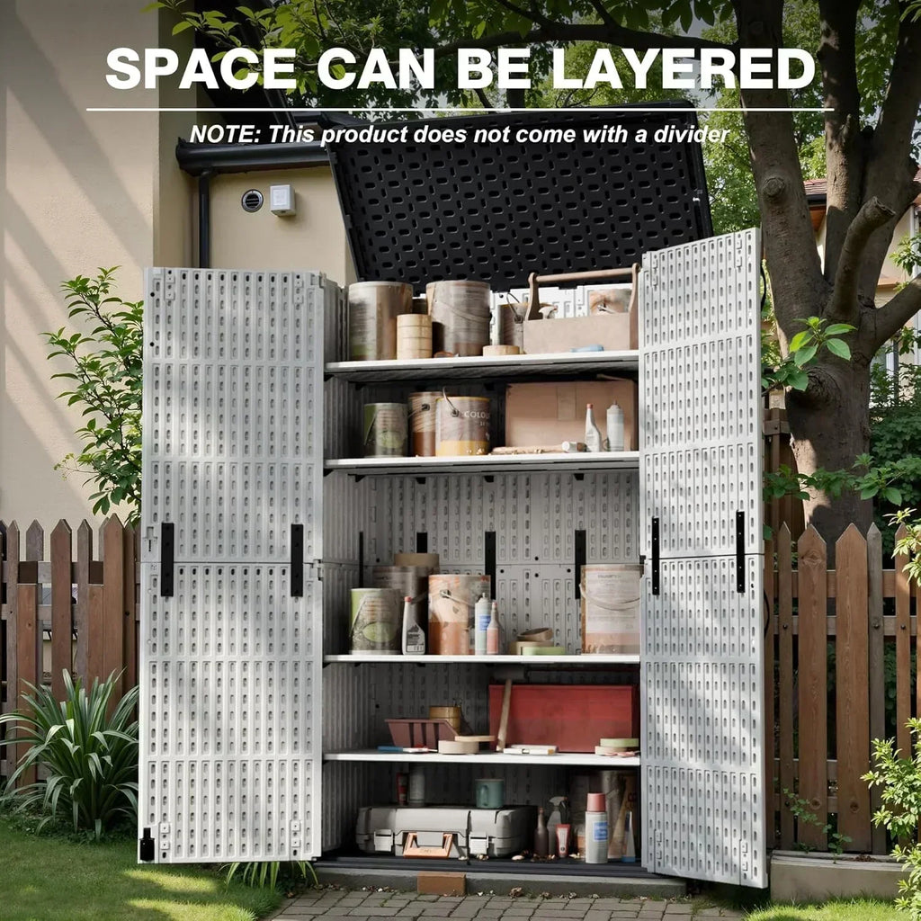 Greesum Outdoor Horizontal Storage Shed 27 Cu.ft Resin Large Storage Box for Garden Patio