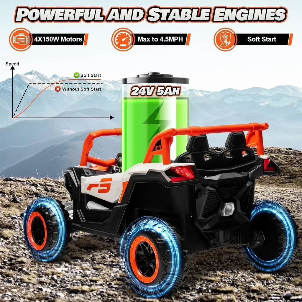 JOYRACER Kids Remote Control Car with 4 x 150W Motors Shock Absorbers Bluetooth MP3 Player