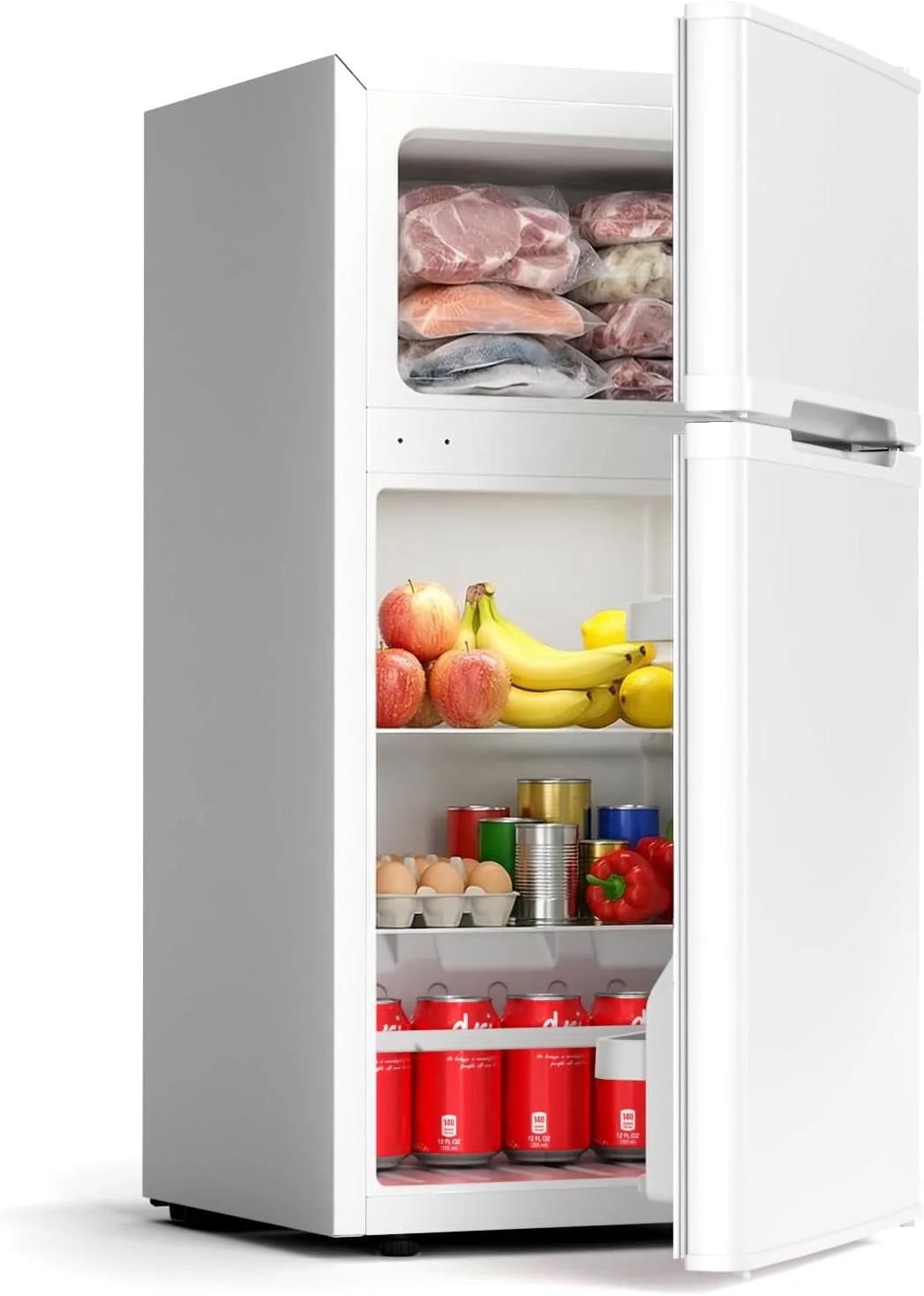 COWSAR 4.5 Cu.Ft Dorm Fridge With Freezer, 2-Door Compact Refrigerator With 2 Removable Shelves