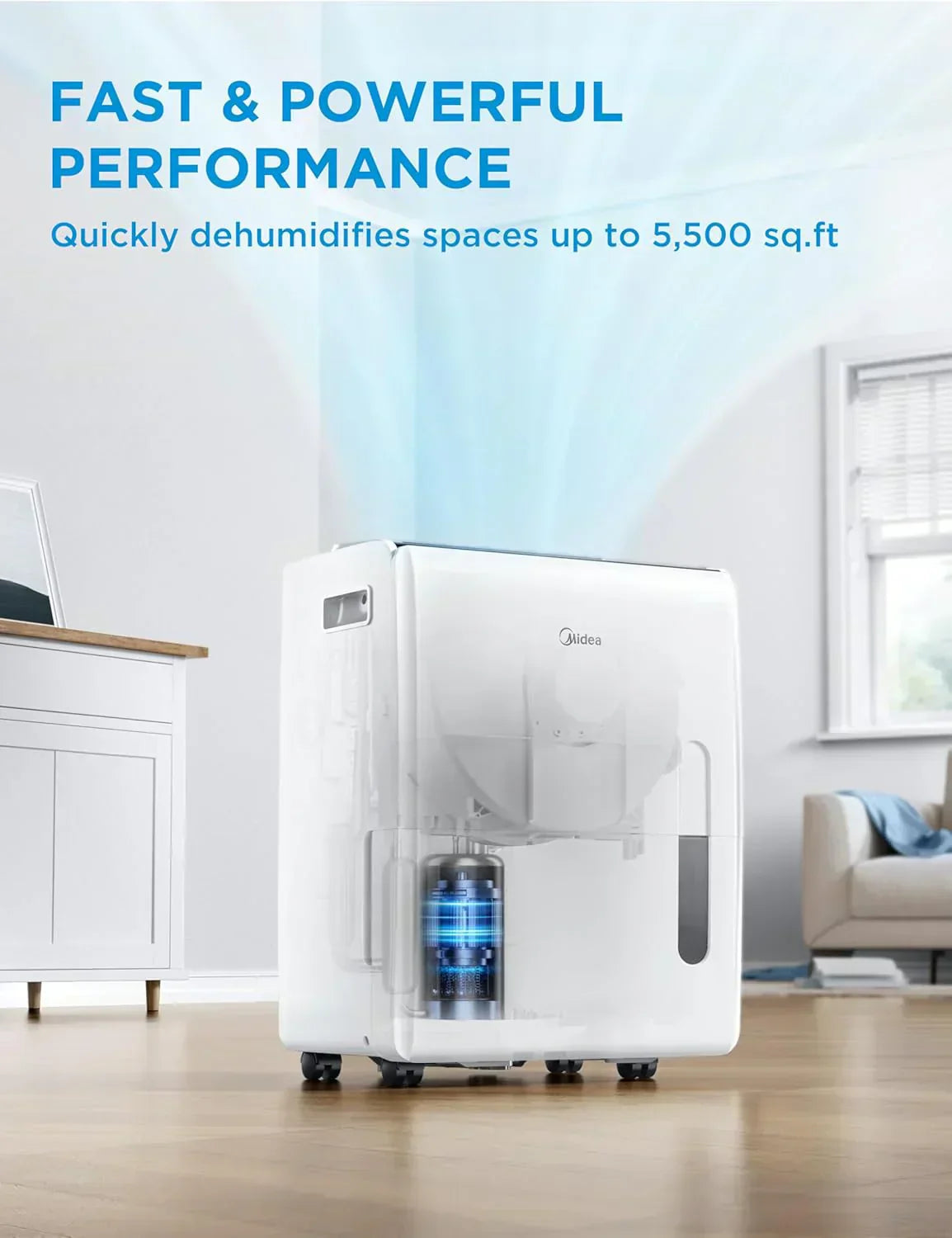 4,500 Sq. Ft.Dehumidifier for Basement Energy Star Certified With Reusable Air Filter 50 Pint