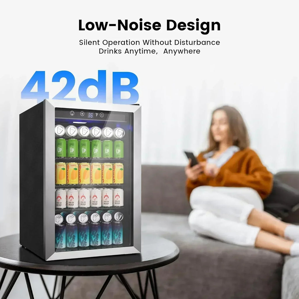 Beverage Refrigerator Cooler 126 Can Mini Fridge Glass Door for Drinks Soda Beer Wine Refrigerator