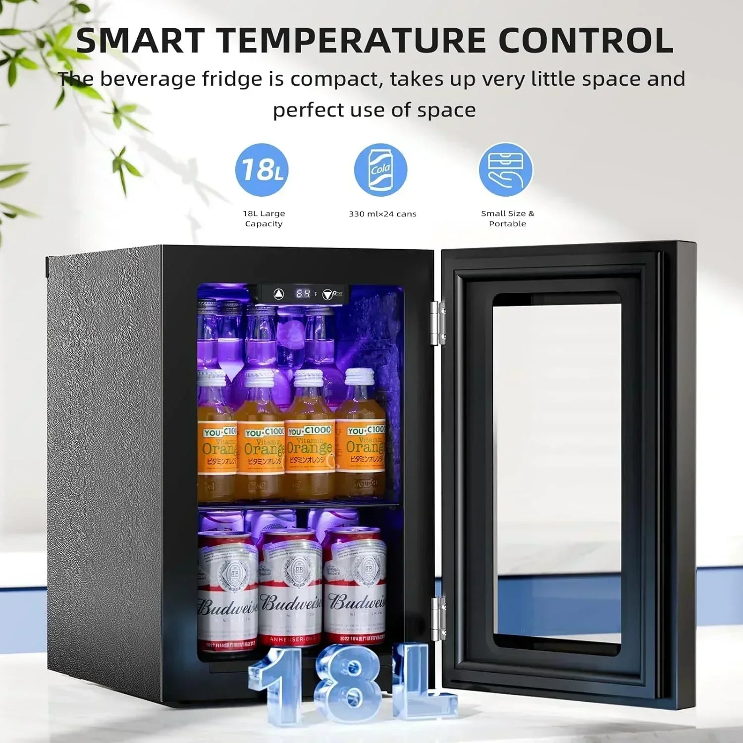 Antarctic Star Beverage Refrigerator Cooler 68 Can Mini Fridge with Glass Door for Beer Drinks Wine