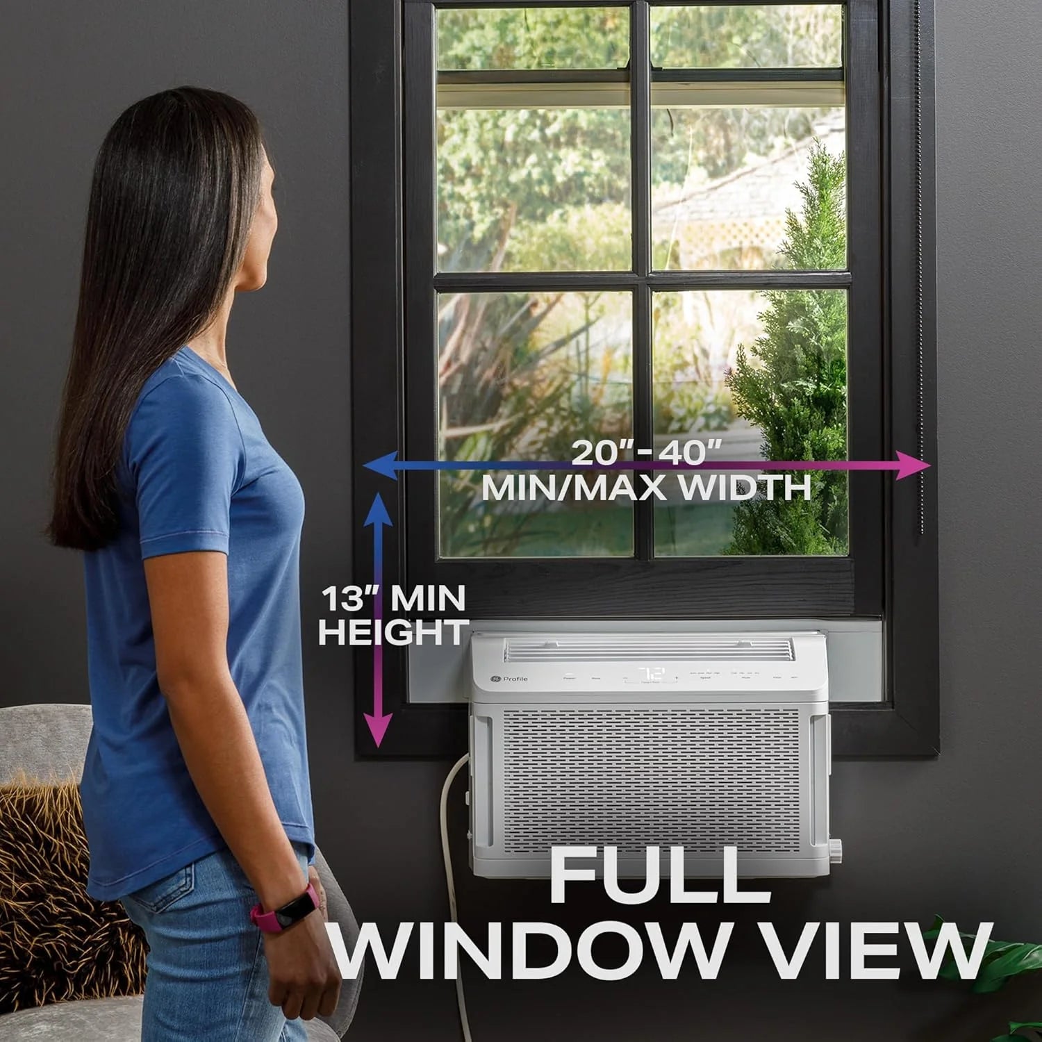 PHNT10CC Clearview Air Conditioner 10,300, Inverter Technology, Ultra Quiet, Medium Rooms up to 450 Sq. FT, Full Window View with Easy Installation, Energy-Efficient Cooling, 10300 BTU, White