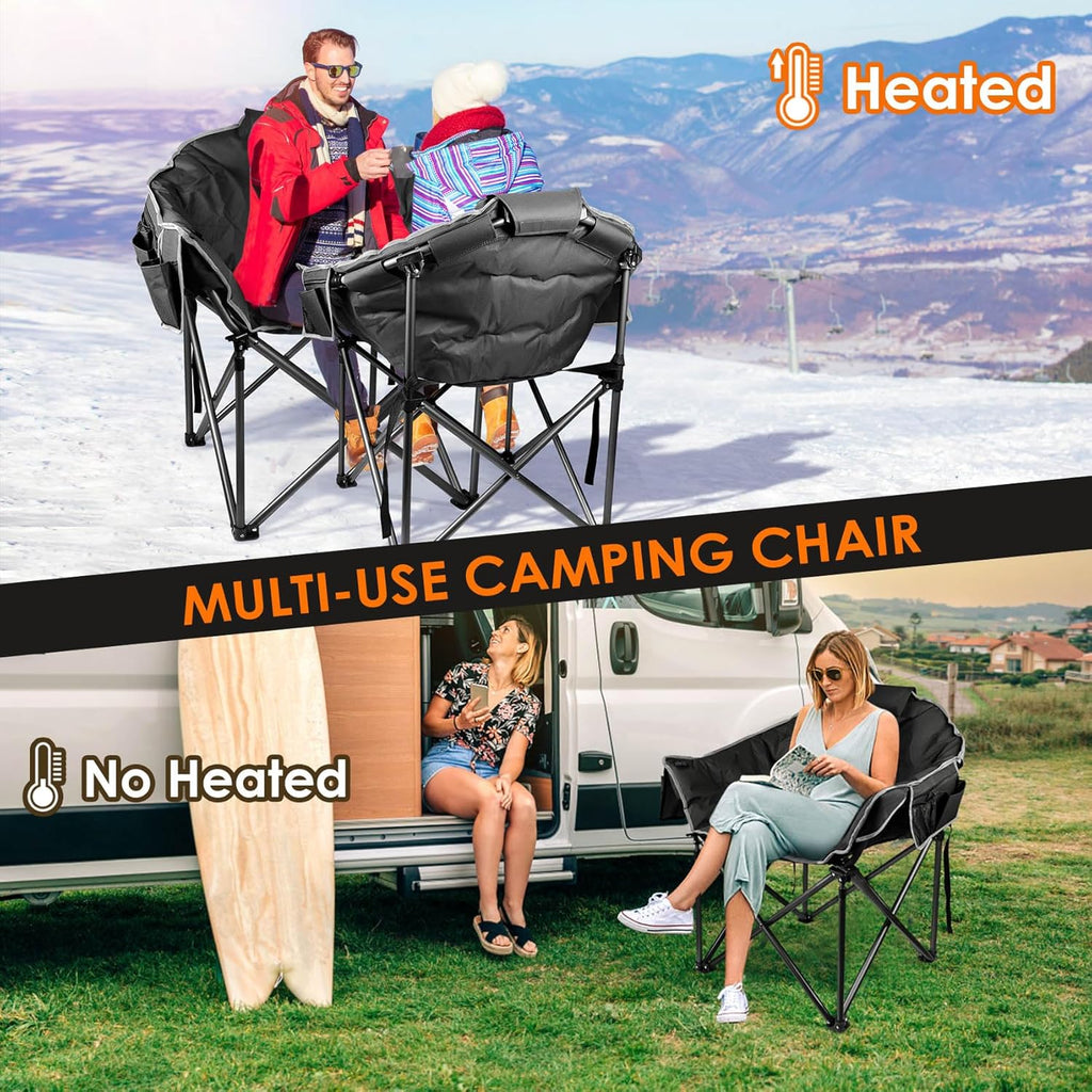 Heated Camping Chair Extra Large Heated Chair Outdoor Sports Chair with 3 Heat Levels on Back