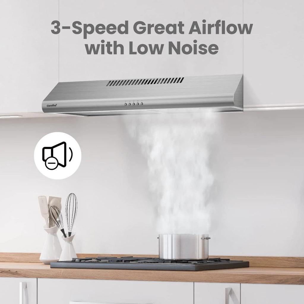 Comfee 30 Under Cabinet Ducted/Ductless Convertible Slim Vent Durable Stainless Steel Kitchen Reusable Filter