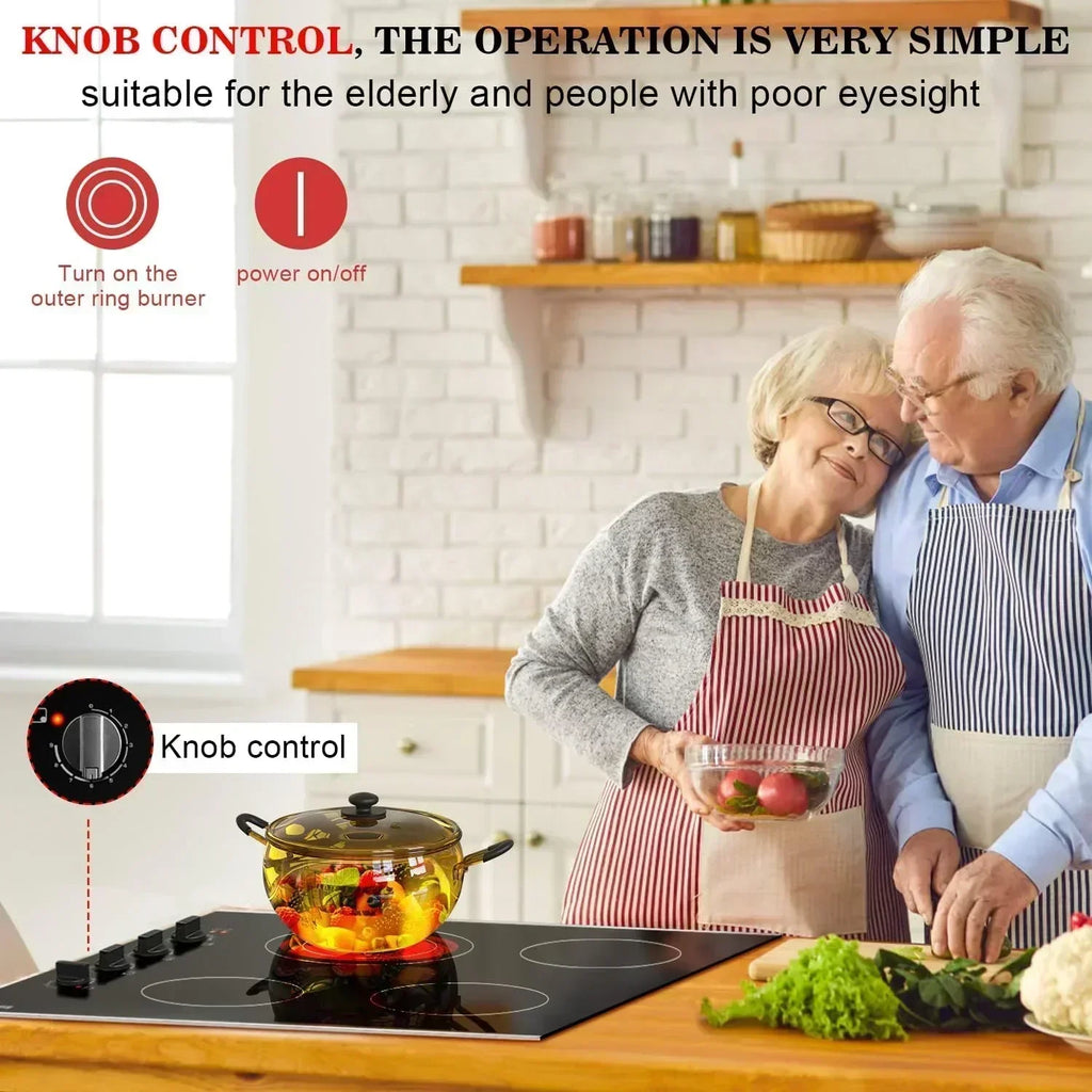 Karinear 30 Inch Electric Cooktop 4 Burners Built-in Ceramic Cooktop Radiant Electric Stove Top