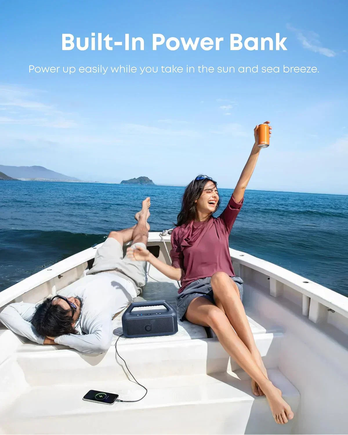 Outdoor Speaker 80W Subwoofer BassUp 2.0 24H Playtime IPX7 Waterproof Floatable RGB Lights