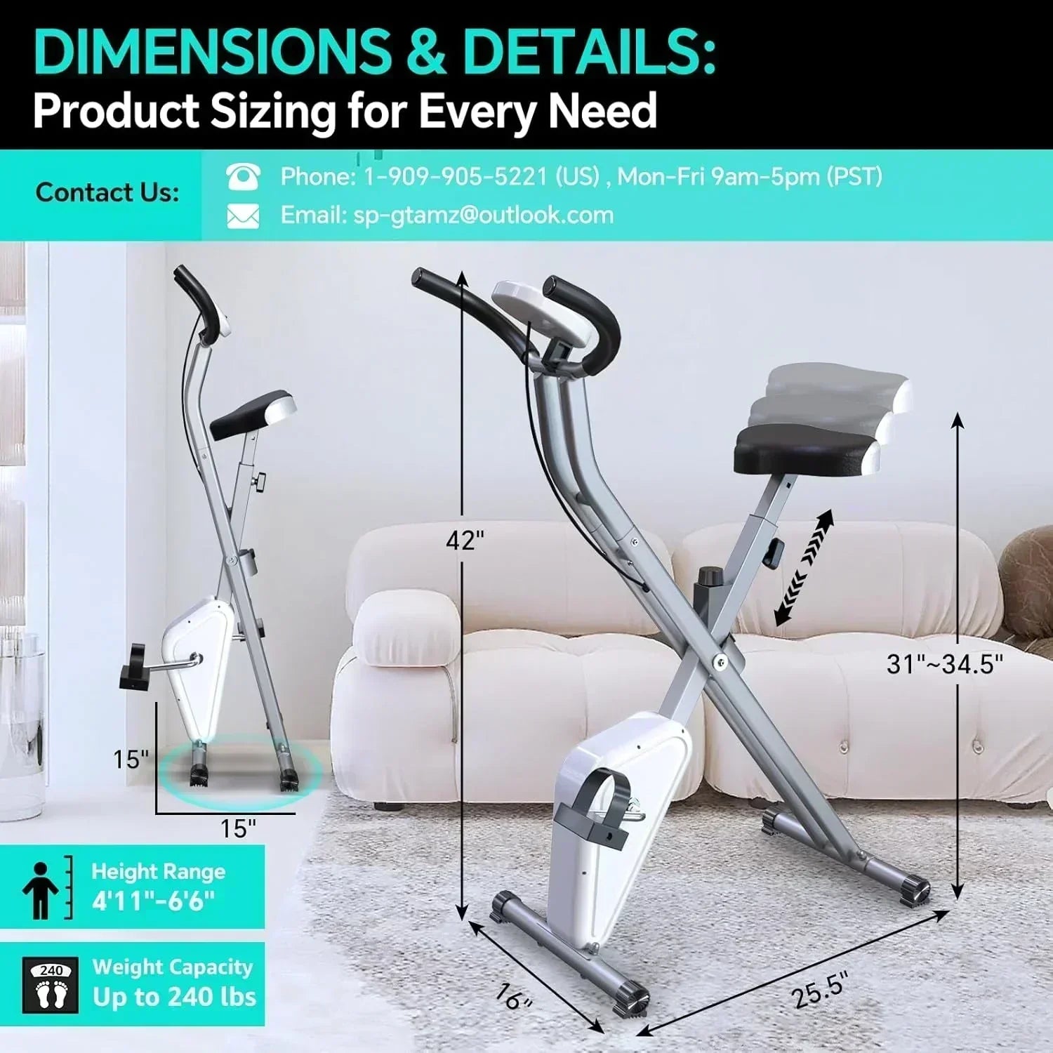 Foldable Exercise Bike Stationary Bikes  5 IN 1 Indoor Workout Cycling Bike Quiet Magnetic Resistance