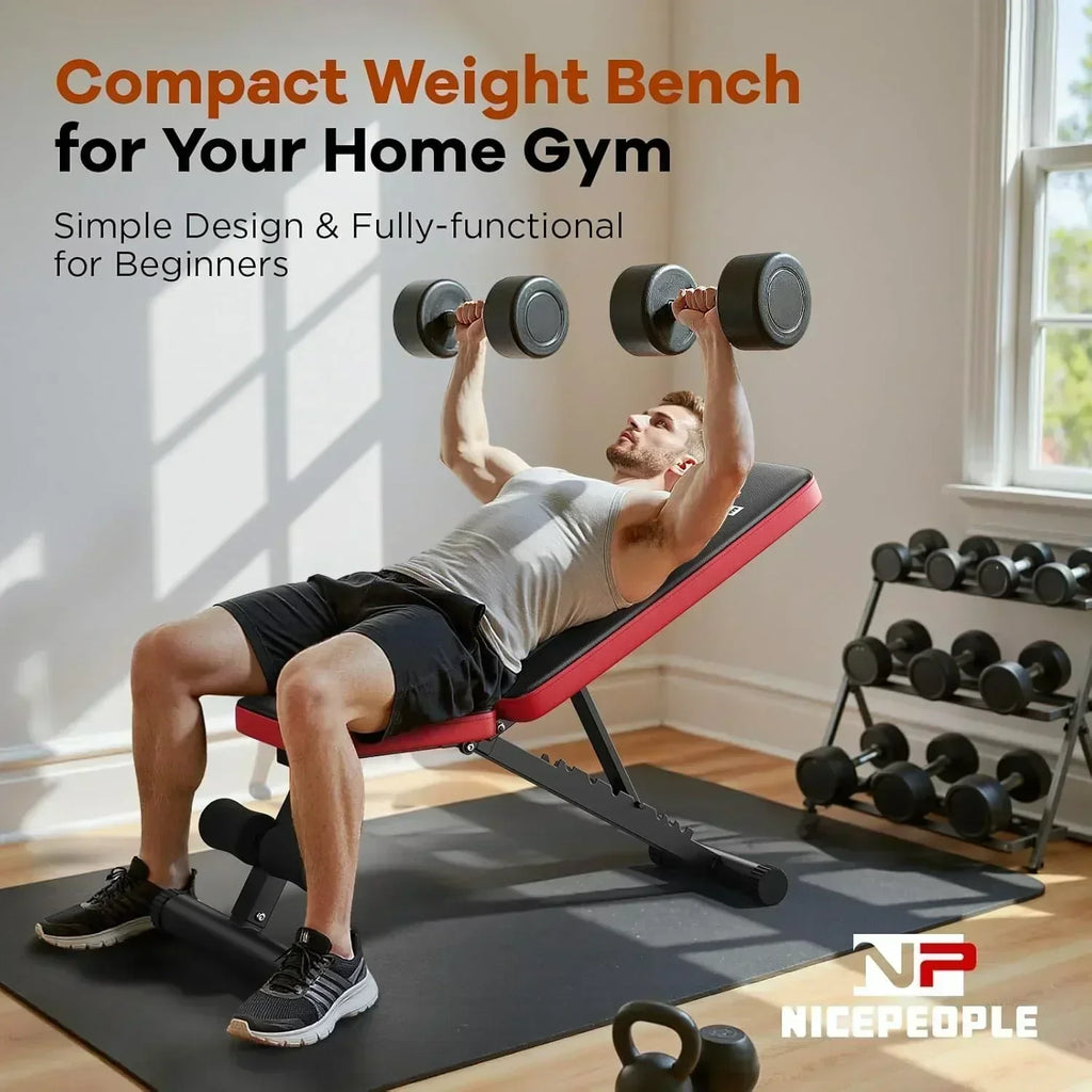 Basic Weight Bench for Home Gym Foldable Workout Bench with 8 Backrest Capacity Adjustable Bench