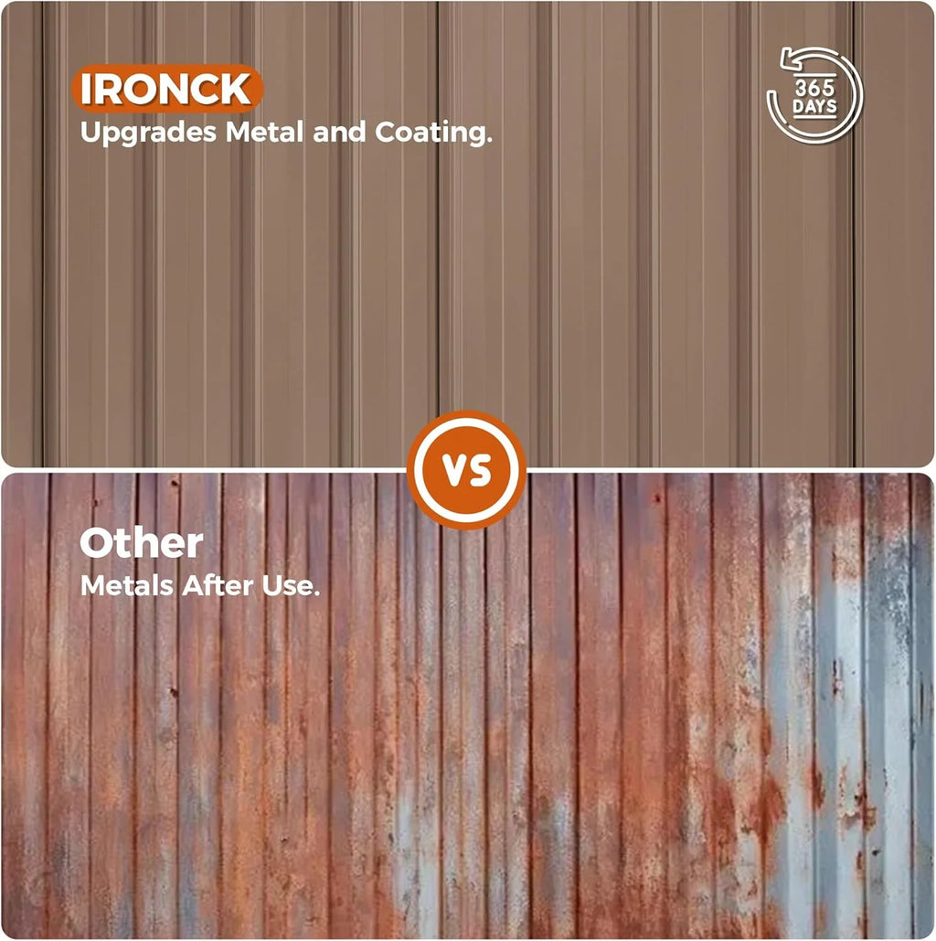 IRONCK 10x8FT Outdoor Storage Shed with Breathable Vent, Galvanized Steel Metal Tool Shed