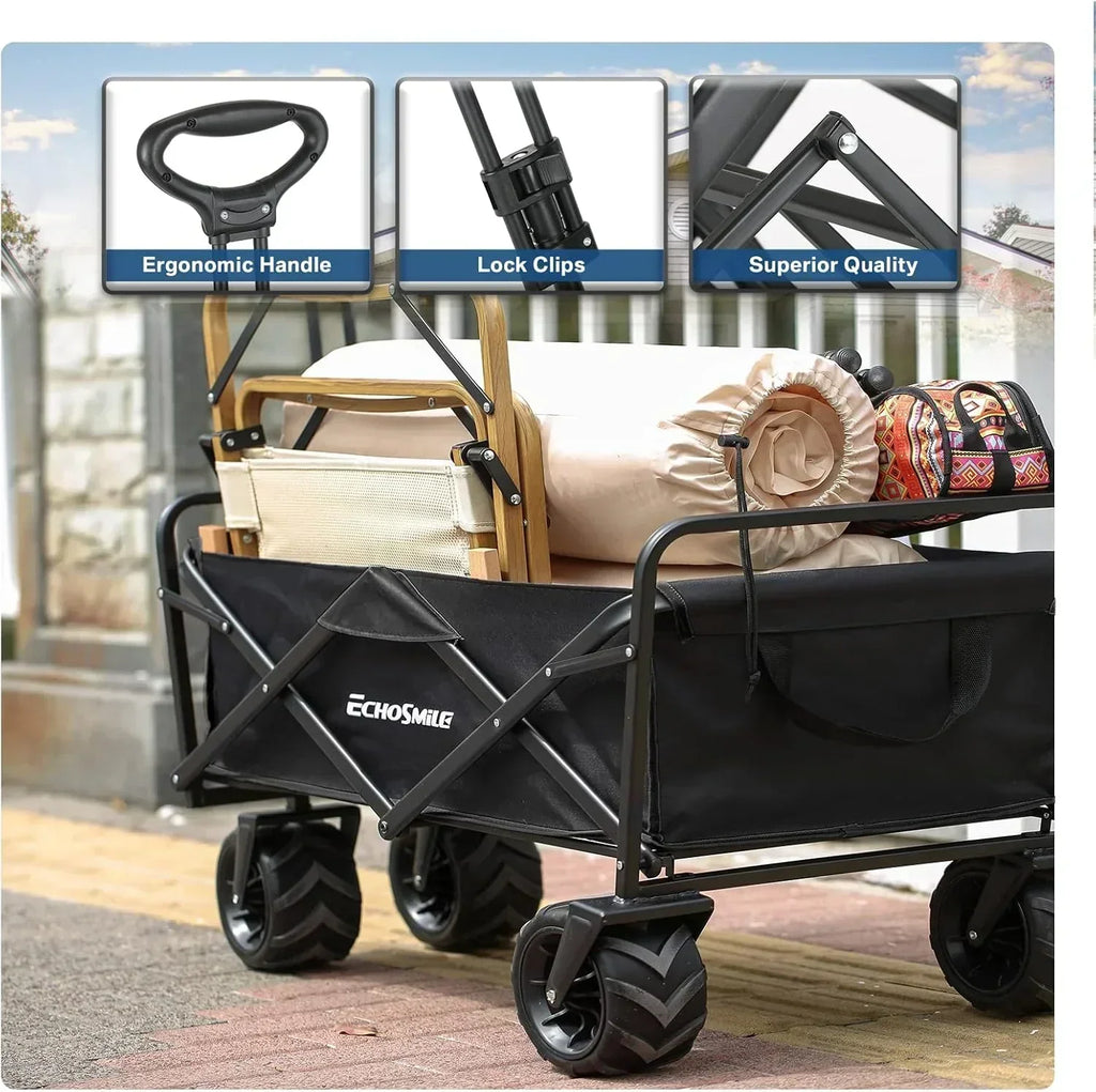 Heavy Duty 350 lb Capacity Foldable Caravan Outdoor Folding Camping Caravan Portable Grocery Cart