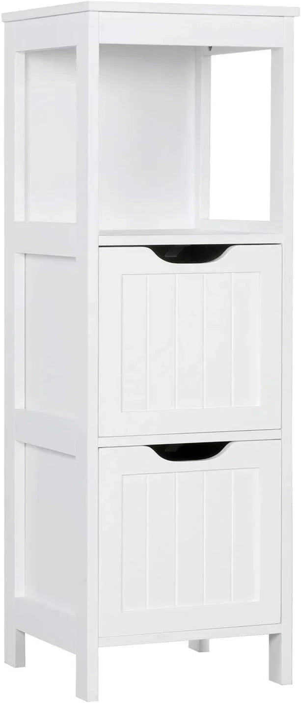 Bathroom Floor Cabinet Wooden Storage Cabinet with 2 Drawers Multifunctional Side Organizer Rack
