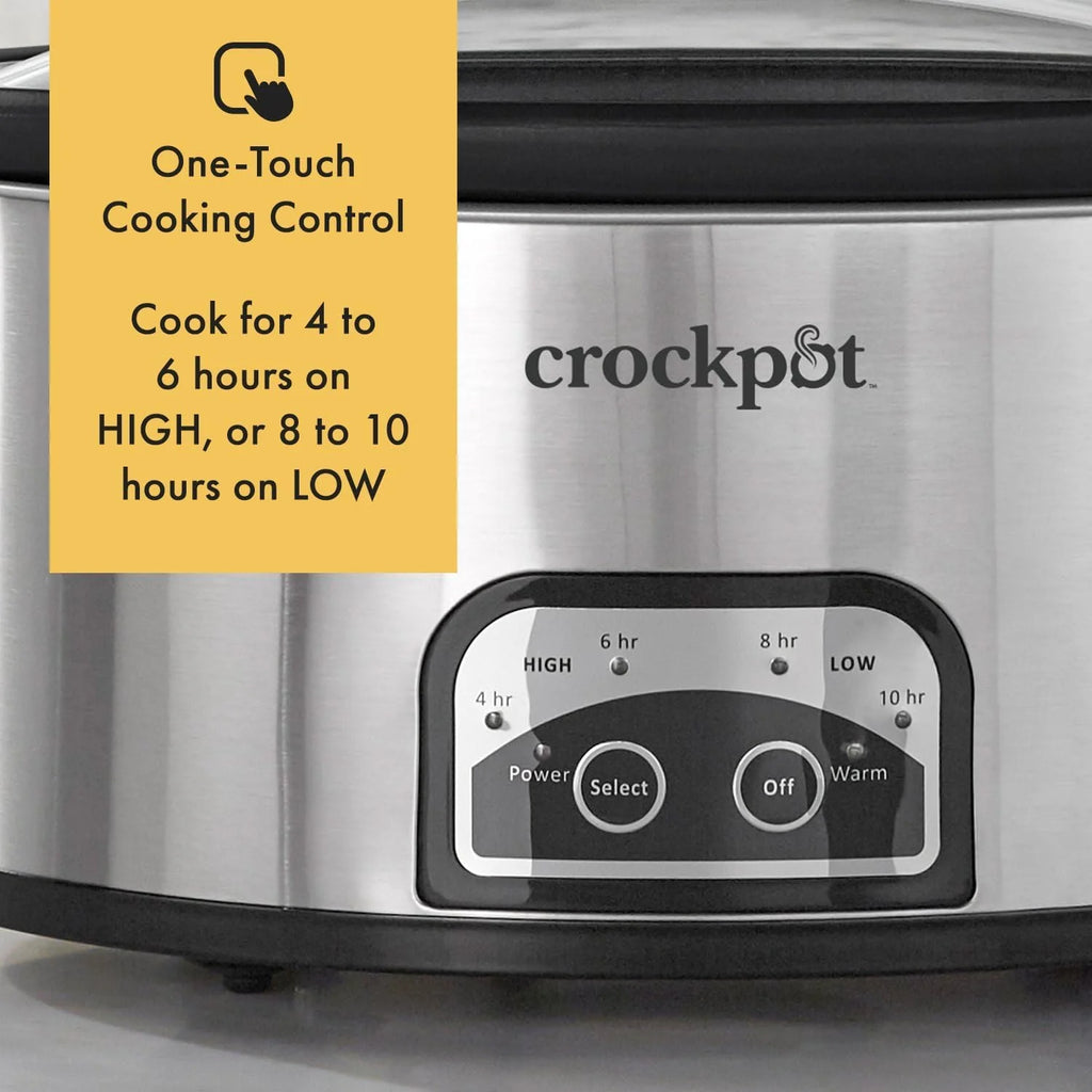 Large 8-Quart Programmable Slow Cooker with Auto Warm Setting Black Stainless Steel