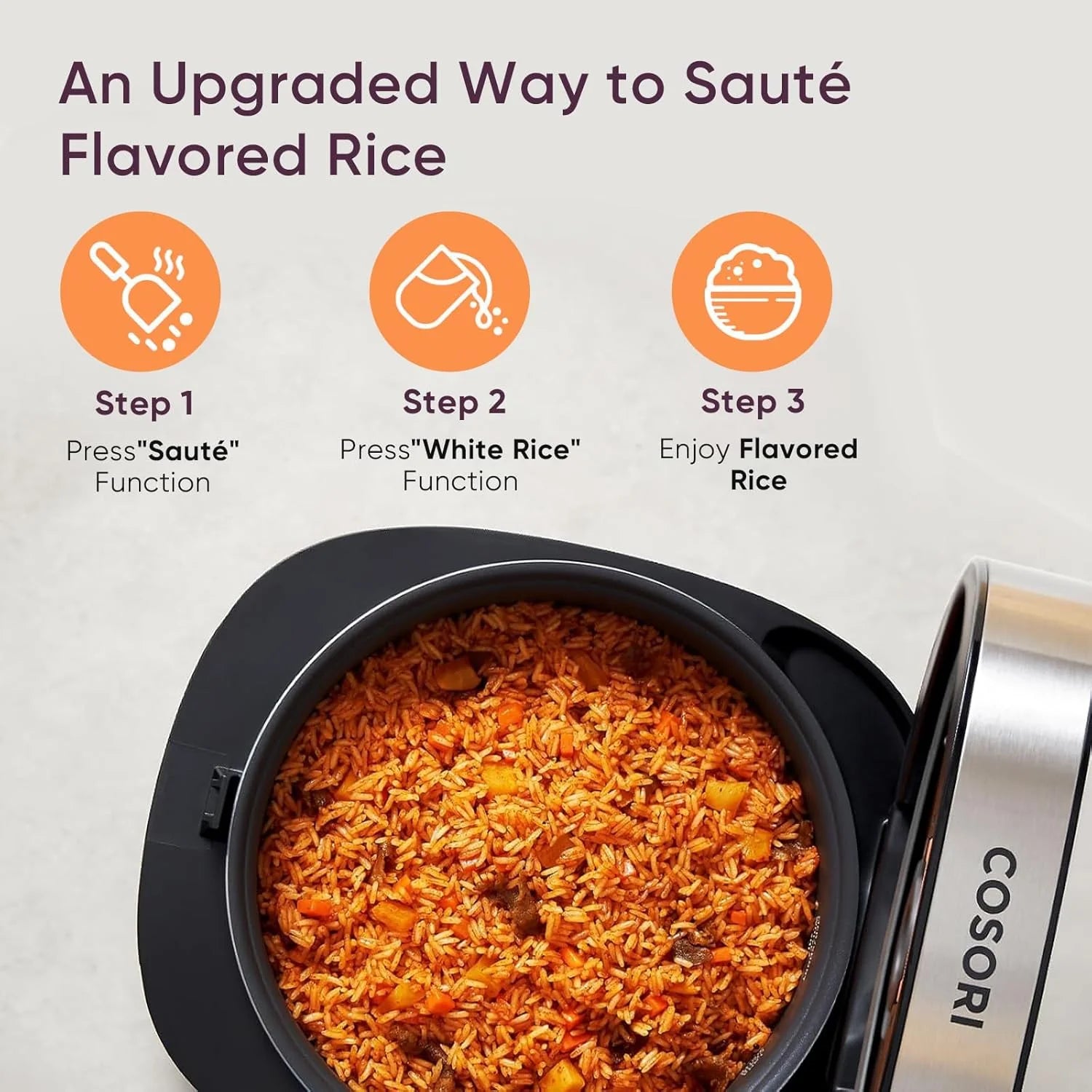 COSORI 10-Cup Rice Cooker with 24-Hour Heat Keeping and Non-Stick Ceramic Inner Pot, Steamer, Stir-fryer, and Slow Cooker