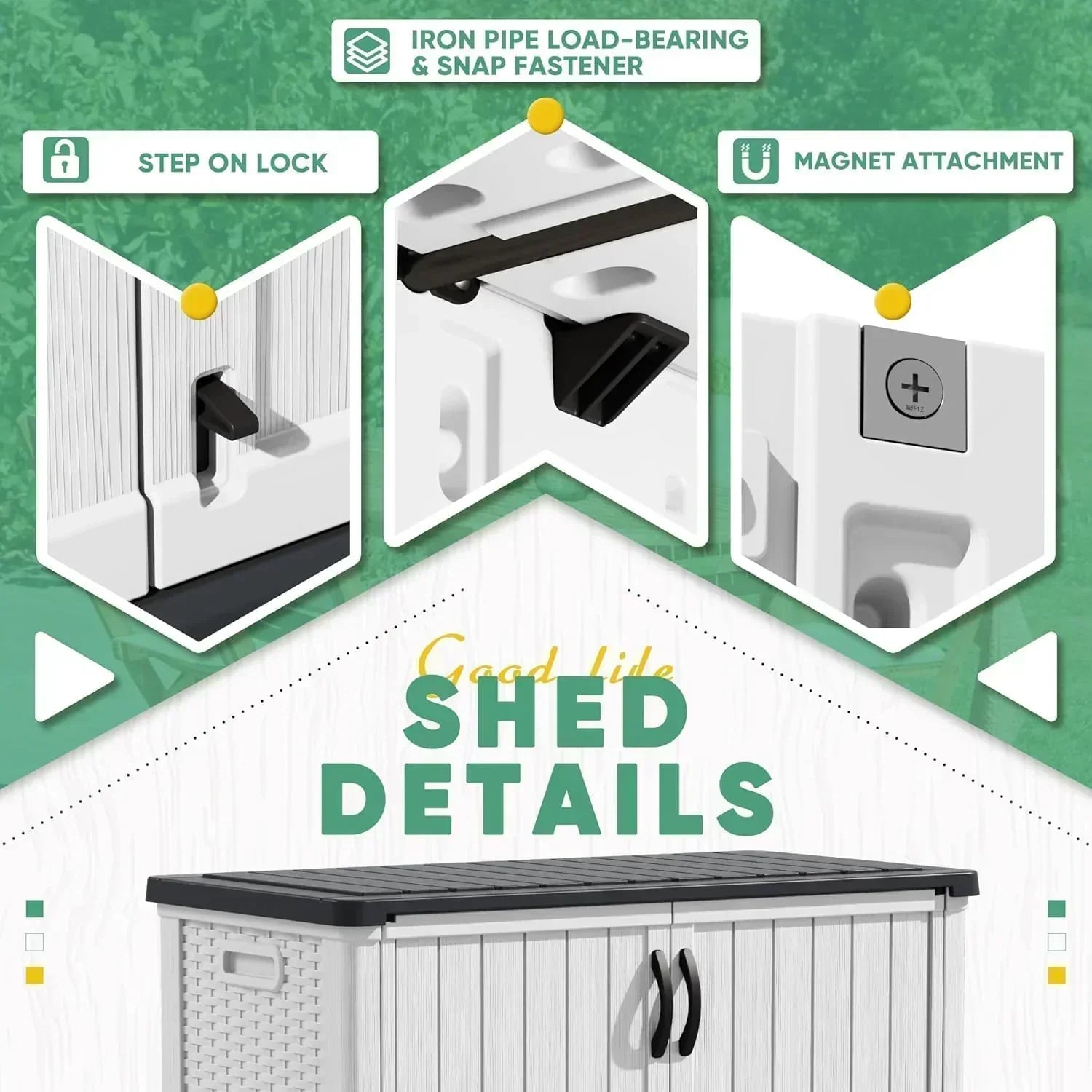 Devoko Outdoor Storage Cabinet 26 Cu Ft with Lockable Doors Horizontal Storage Shed Waterproof