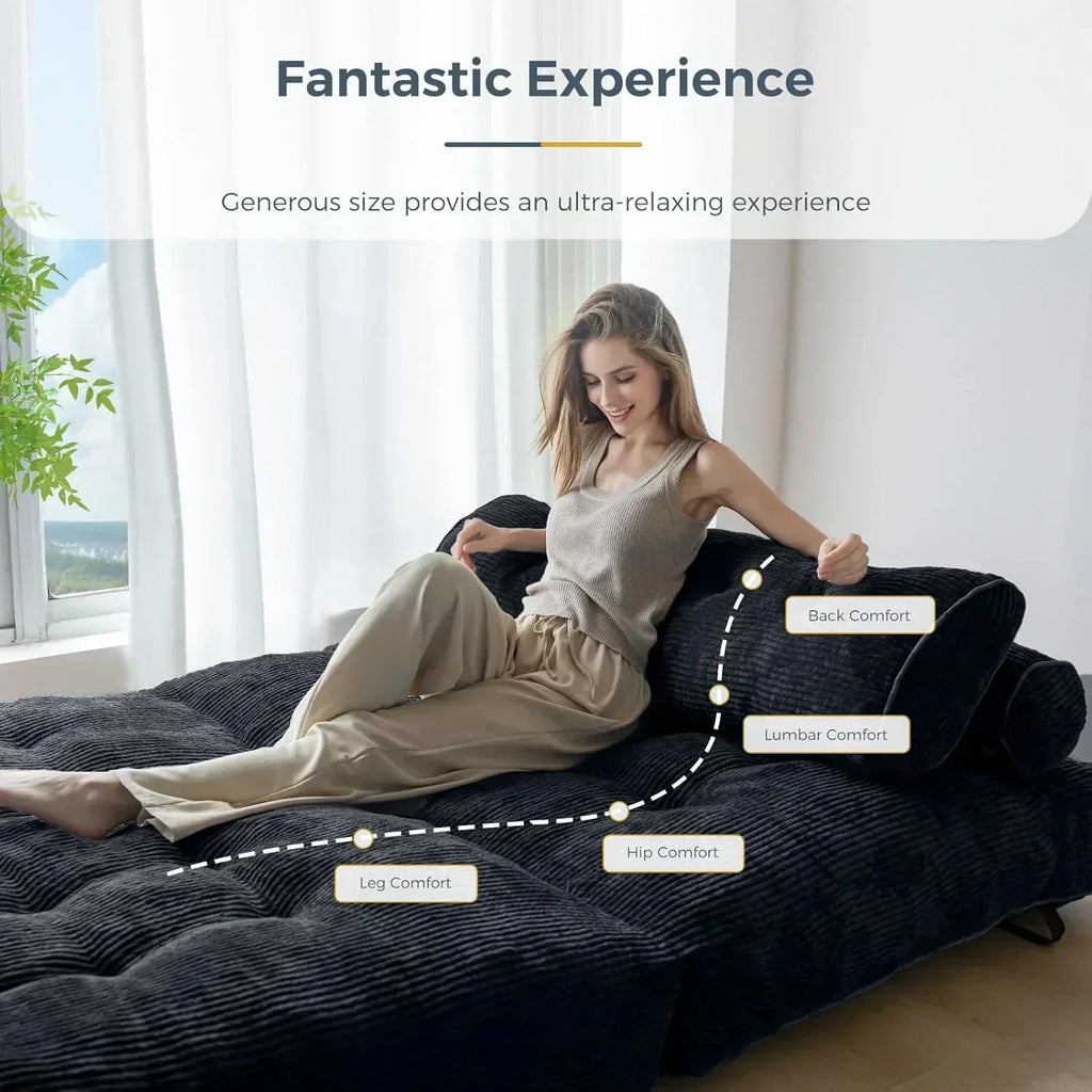 MAXYOYO Folding Sofa Bed Convertible Sleeper Chair with Pillow Foldable Mattress with Back Support