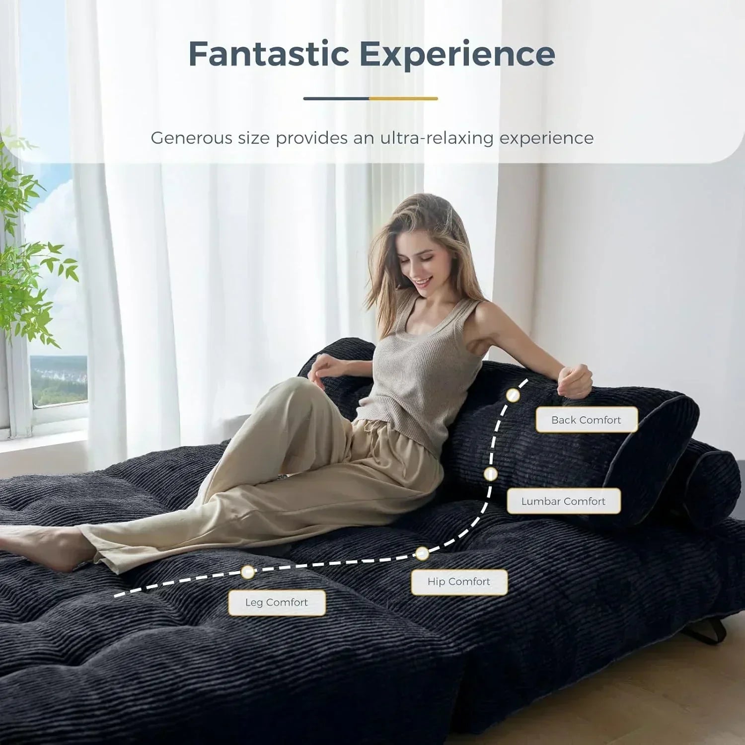 MAXYOYO Folding Sofa Bed Convertible Sleeper Chair with Pillow Foldable Mattress with Back Support