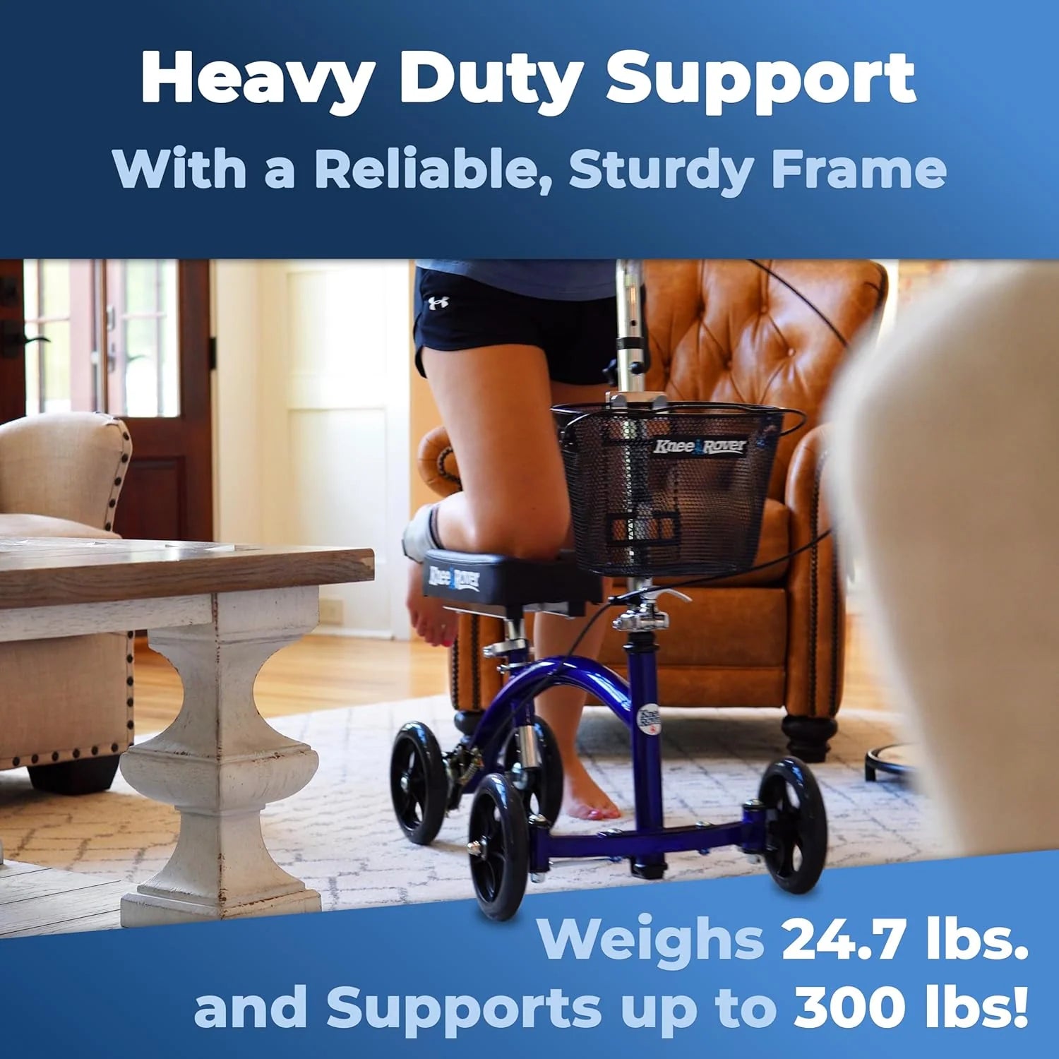 KneeRover Deluxe KneeCycle Steerable Knee Walker Foldable Mobility Aid & Knee Scooter for Adults