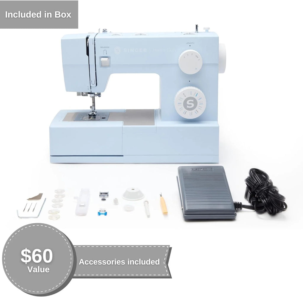 SINGER Heavy Duty 4423 High Speed Sewing Machine with Accessory Kit | Strong Motor With Enhanced Piercing Power, 97 Stitch Applications, Full Metal frame, 1-step Buttonhole & LED Light
