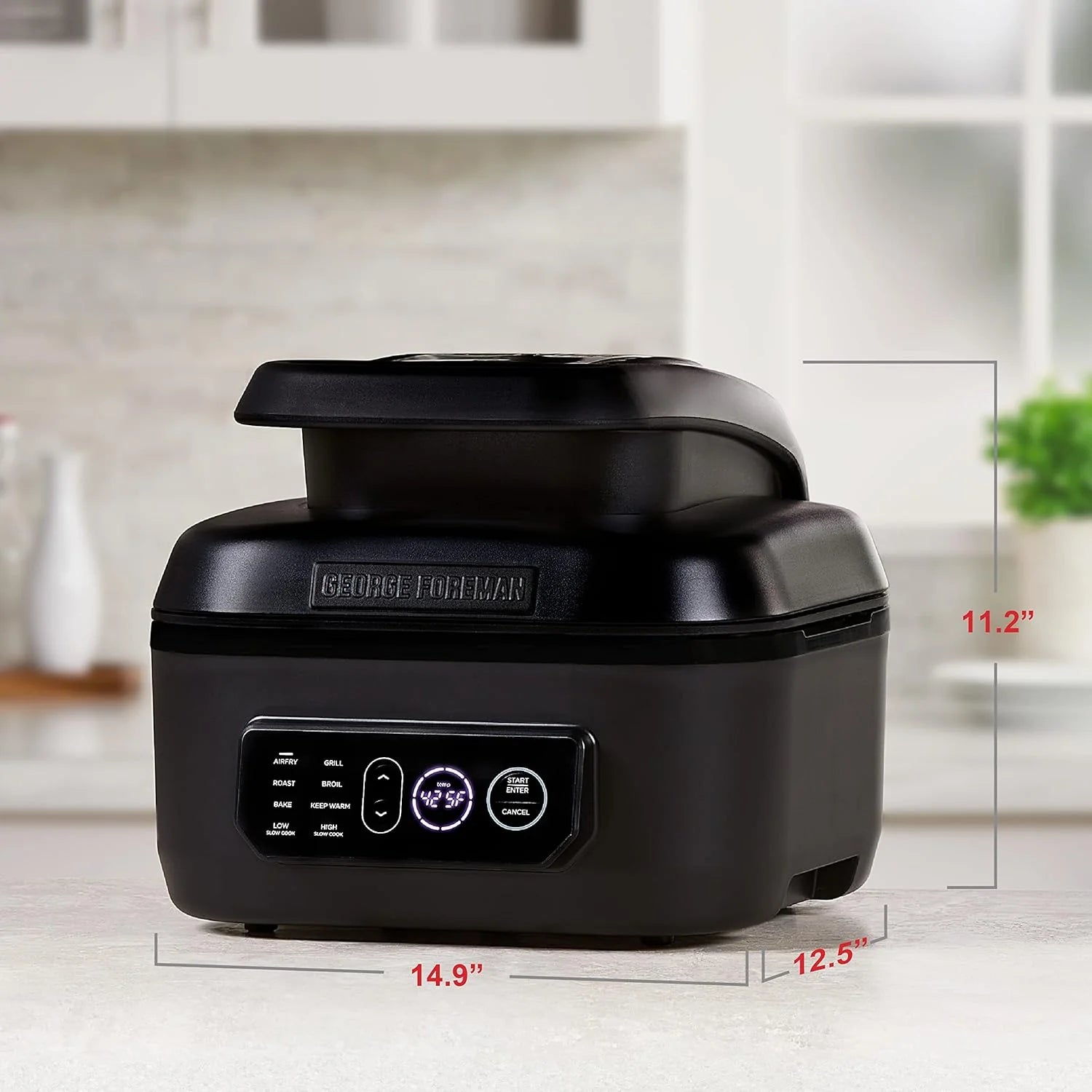 George Foreman Beyond Grill?7-in-1 Electric Indoor Grill with Air Fry Technology, MCAFD800D, Black, Large