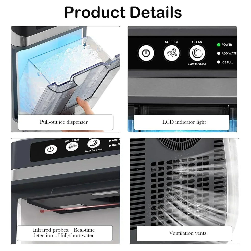 Large Capacity Ice Makers Countertop One-Click Operation Self-Cleaning Portable Ice Maker