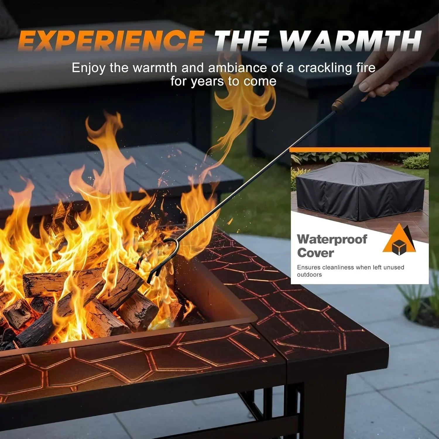 Devoko Outdoor Fire Pit 32 Inch Firepit Table Metal Outdoor Fireplaces with Waterproof Cover
