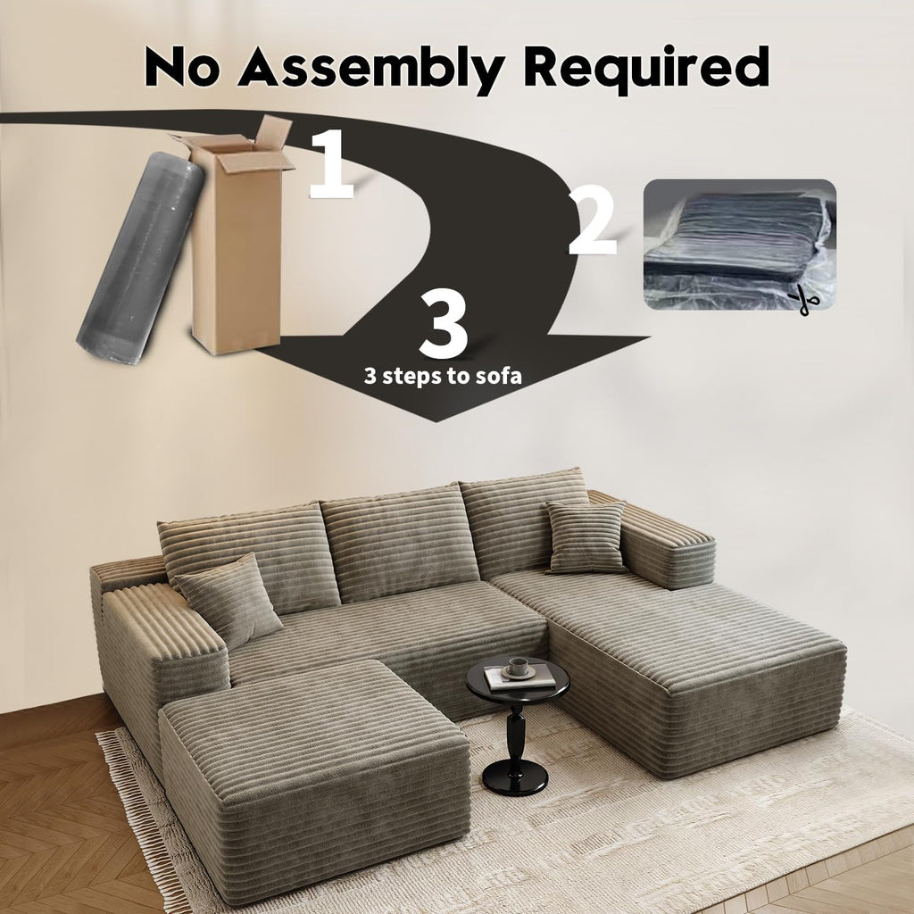 107.5 Cloud Modular Sectional Sofa Couch with L-Shape Chaise,Modern Minimalist Upholstered Couches