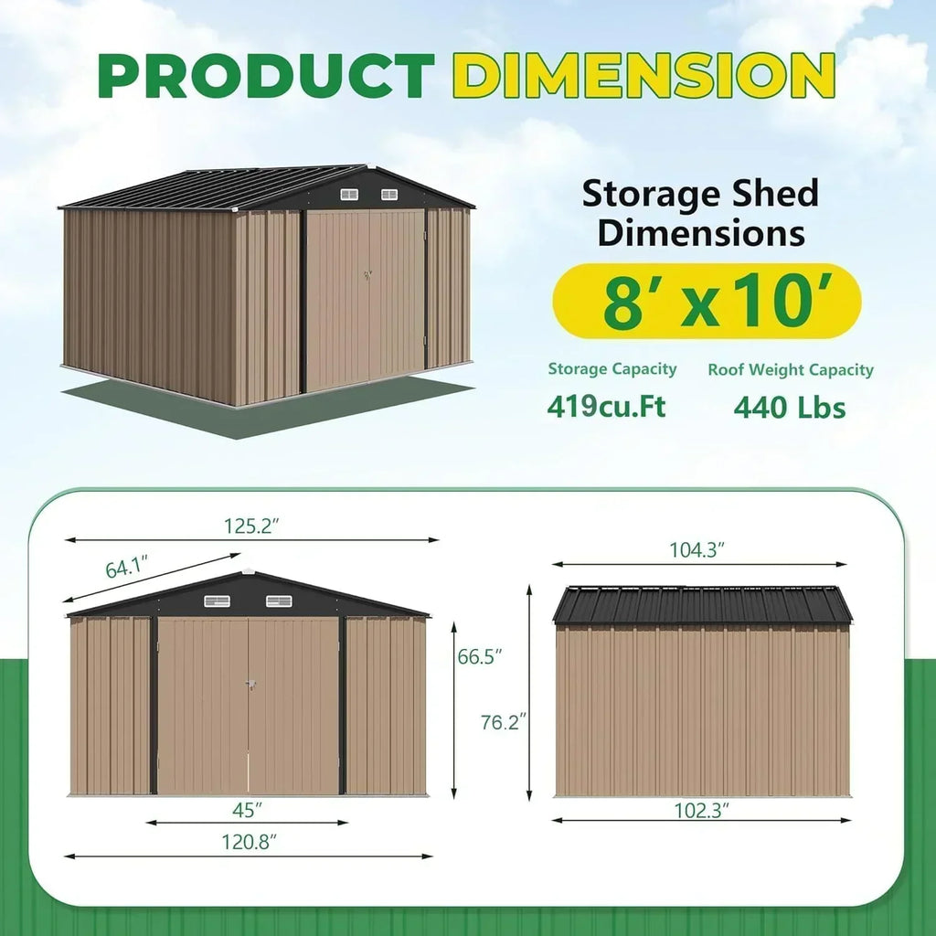 Devoko Outdoor Storage Shed Lockable Metal Garden Shed Steel Anti-Corrosion Storage House