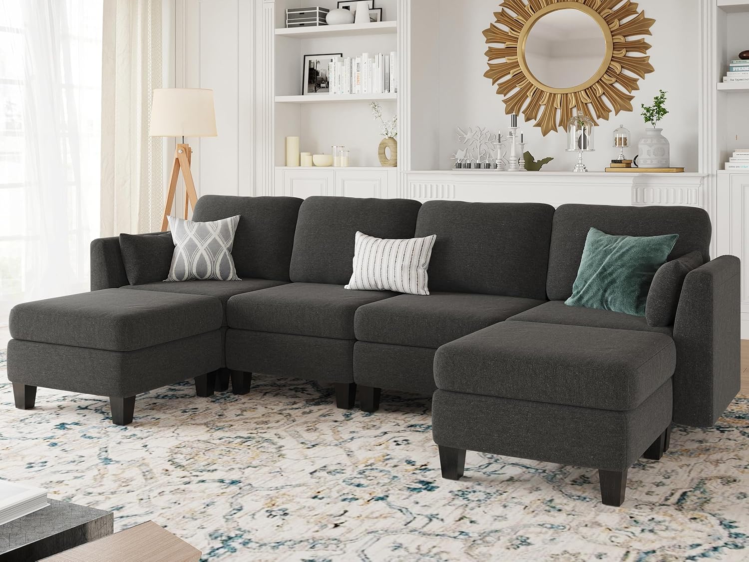 Modular Sectional Sof Convertible U Shaped Sofa Couch with High Density Memory Foam