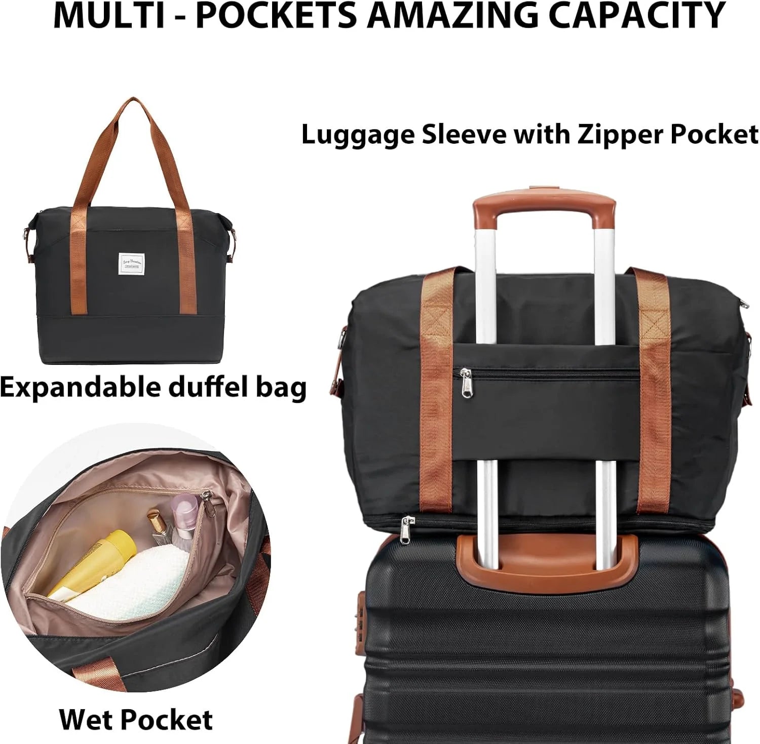 LONG VACATION 6 Piece Luggage Set Carry on Suitcase with ABS+PC hardshell, Spinner Wheels & YKK Zipper TSA Lock