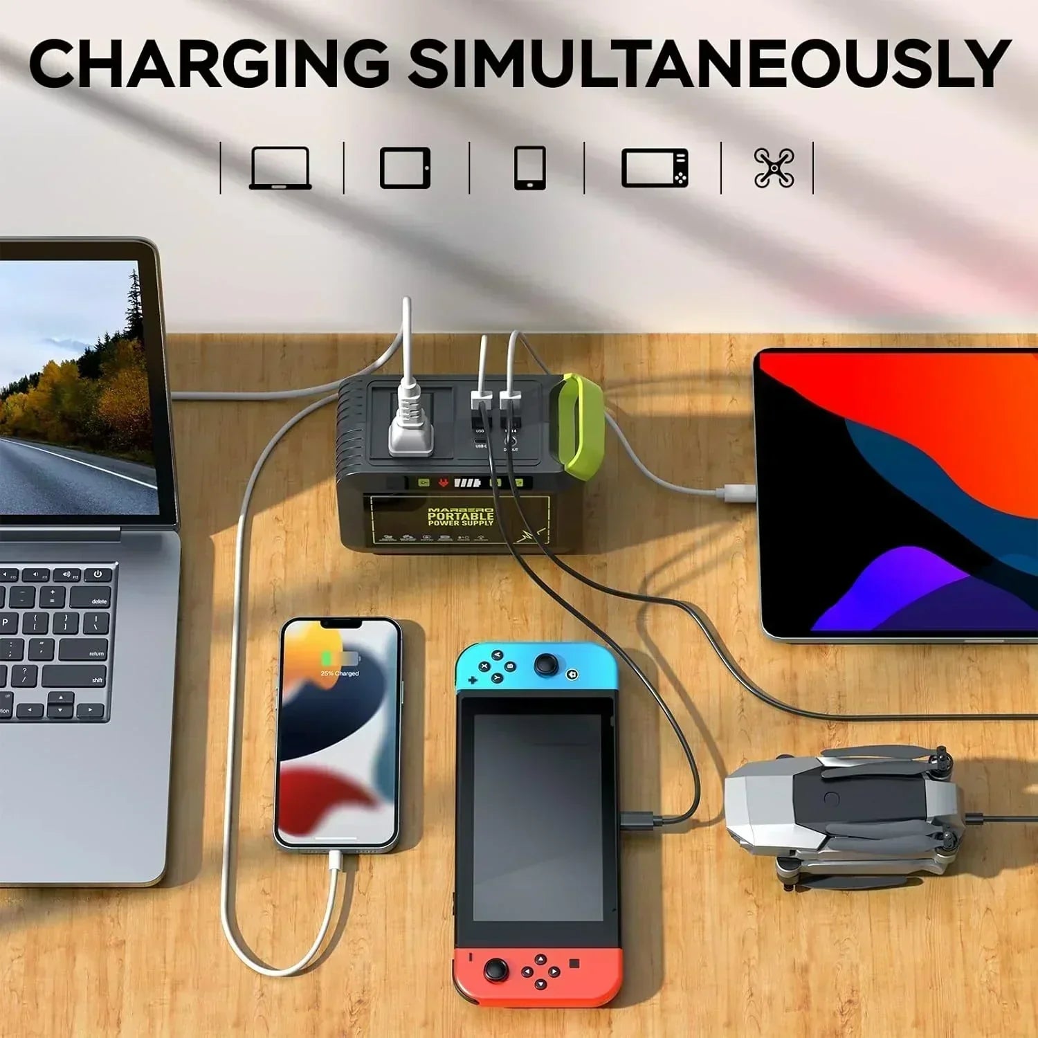 Portable Power Station 88Wh Camping Lithium Battery Solar Generator Fast Charging Power Bank