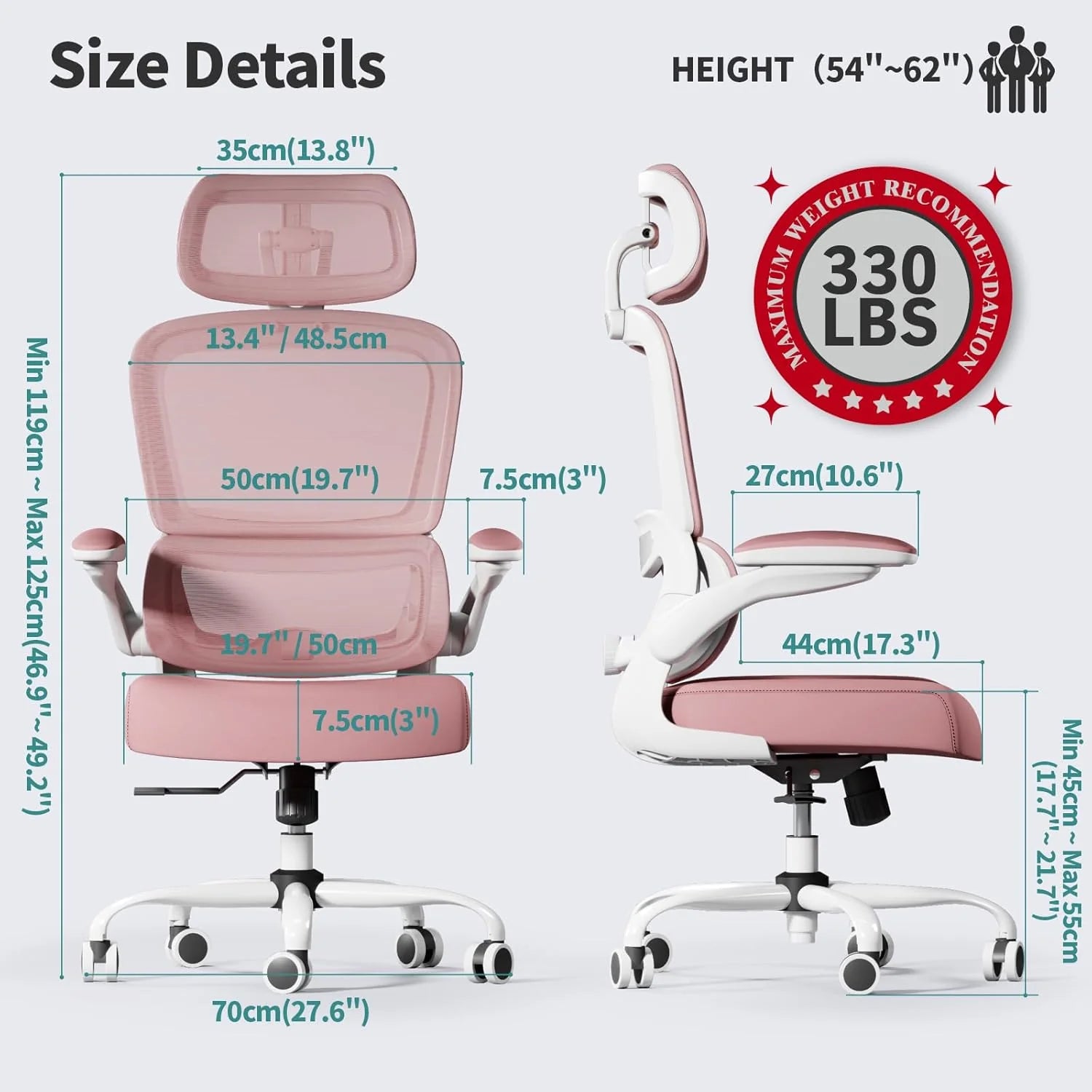 Office Chair Ergonomic Desk Chair, 330 lbs Home Mesh Desk Chair with Wheels, Comfortable Gaming Chair, High Back Office Chair