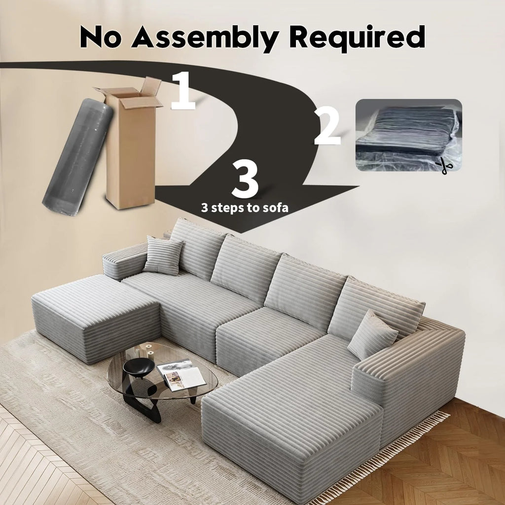 107.5 Cloud Modular Sectional Sofa Couch with L-Shape Chaise,Modern Minimalist Upholstered Couches