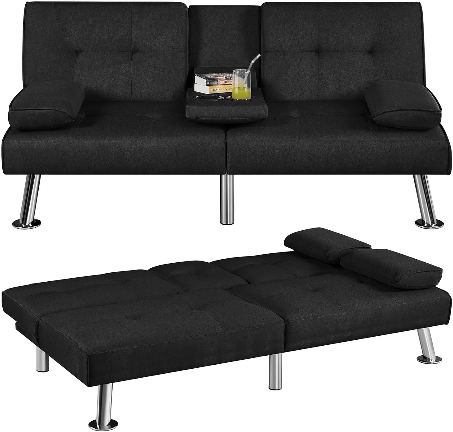 Convertible Sofa Bed Modern Imitation Leather Home Recliner Flip Double Sofa Folding Sofa Bed Guest Bed