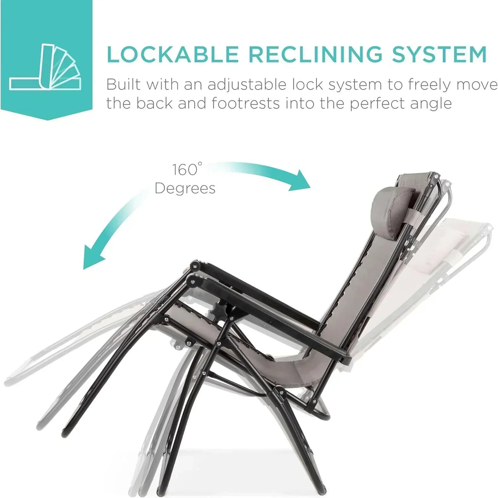 Best Choice Products Folding Zero Gravity Recliner Patio Lounge Chair Adjustable Canopy Shade