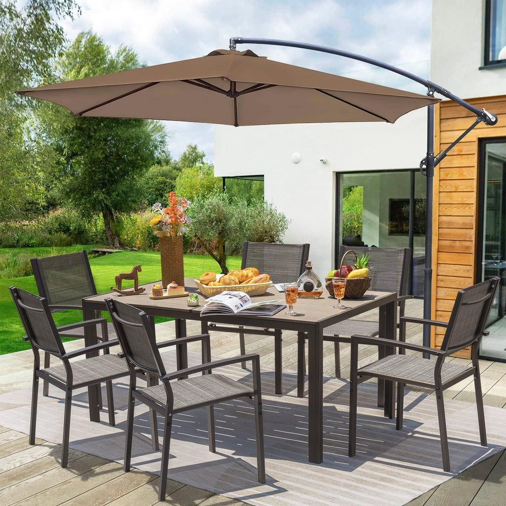 Homall Patio Dining Set 7 Pieces Outdoor Furniture with Large Table and 6 Textilene Chairs