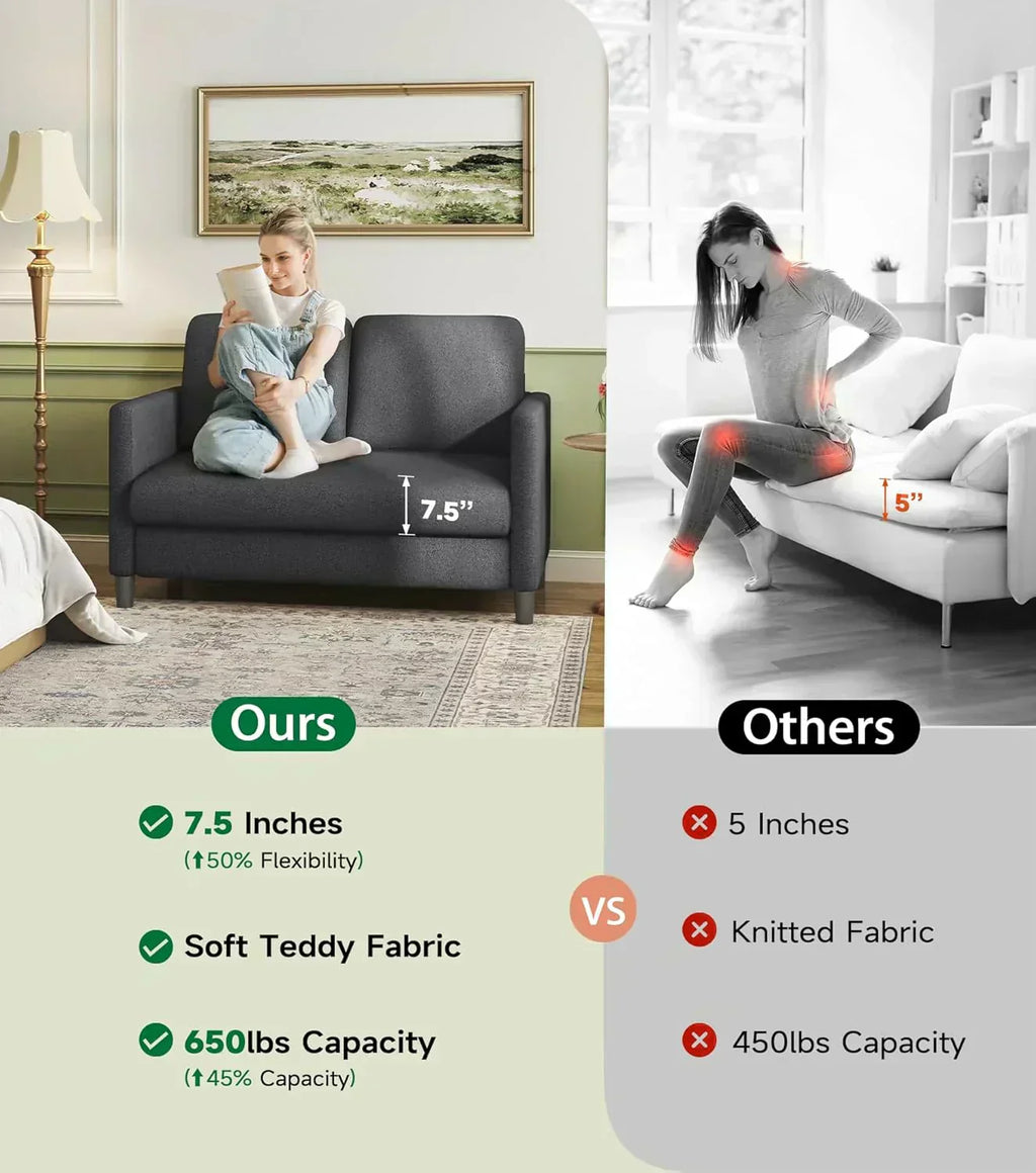 Loveseat Sofa 51 Love Seat Comfy Corduroy Small Loveseat Tool-Free Setup Couch