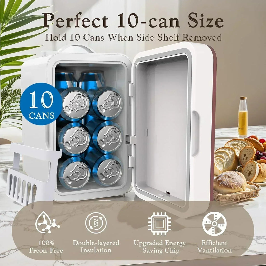 Skincare Fridge 6L/10 Can Mini Fridge for Bedroom with Dimmable LED Mirror Portable Cooler