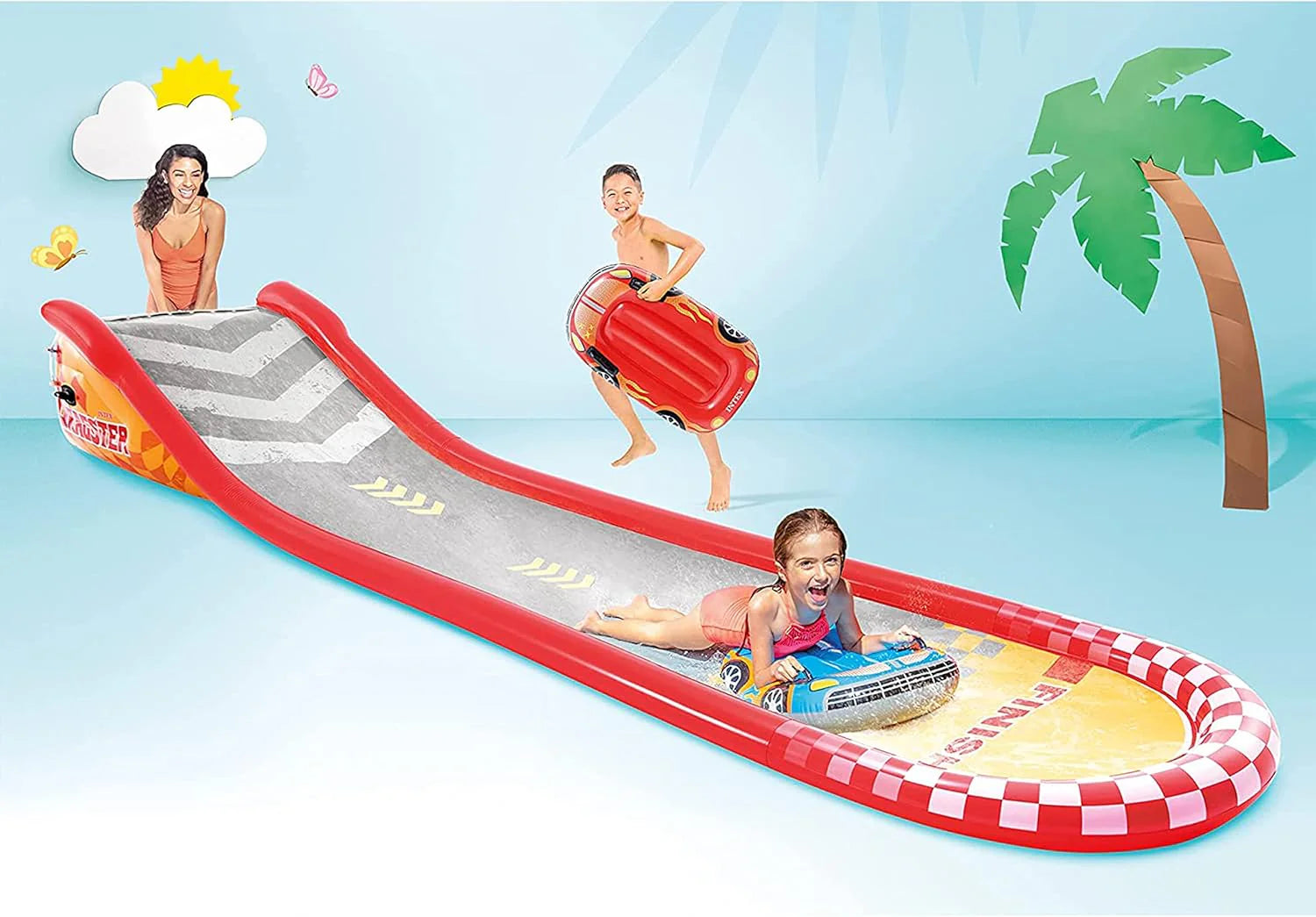 Intex 96 x 78 x 28 Inflatable Jungle Adventure Play Center Spray Kiddie Pool - Backyard Kids Water Slide, Outdoor Blow-Up Splash Pad for Toddlers