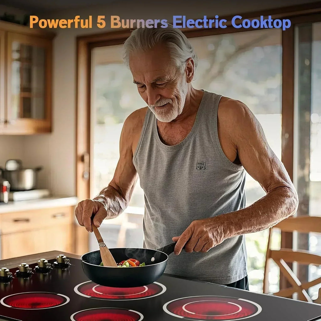 Electric Cooktop 30 Inch - 5 Burners Built-in Ceramic Cooktop 30 Electric Stove Top