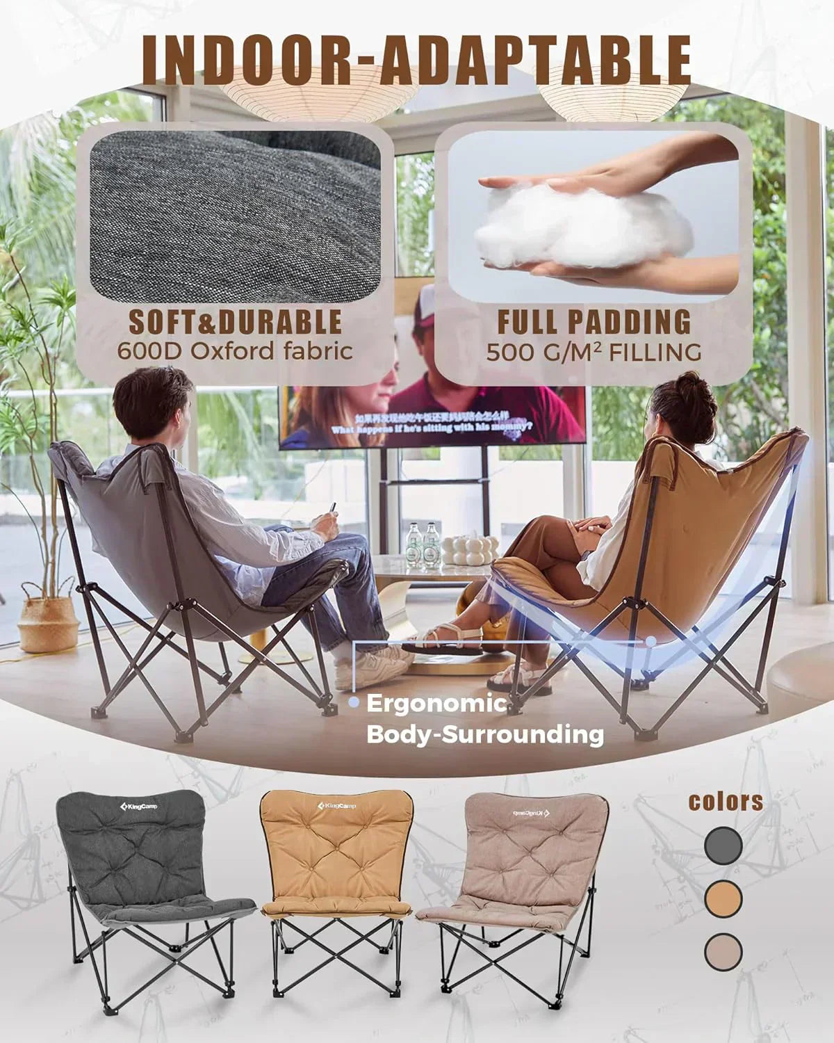 Butterfly chair extra large thick comfortable camping chair portable folding chair heavy duty seat