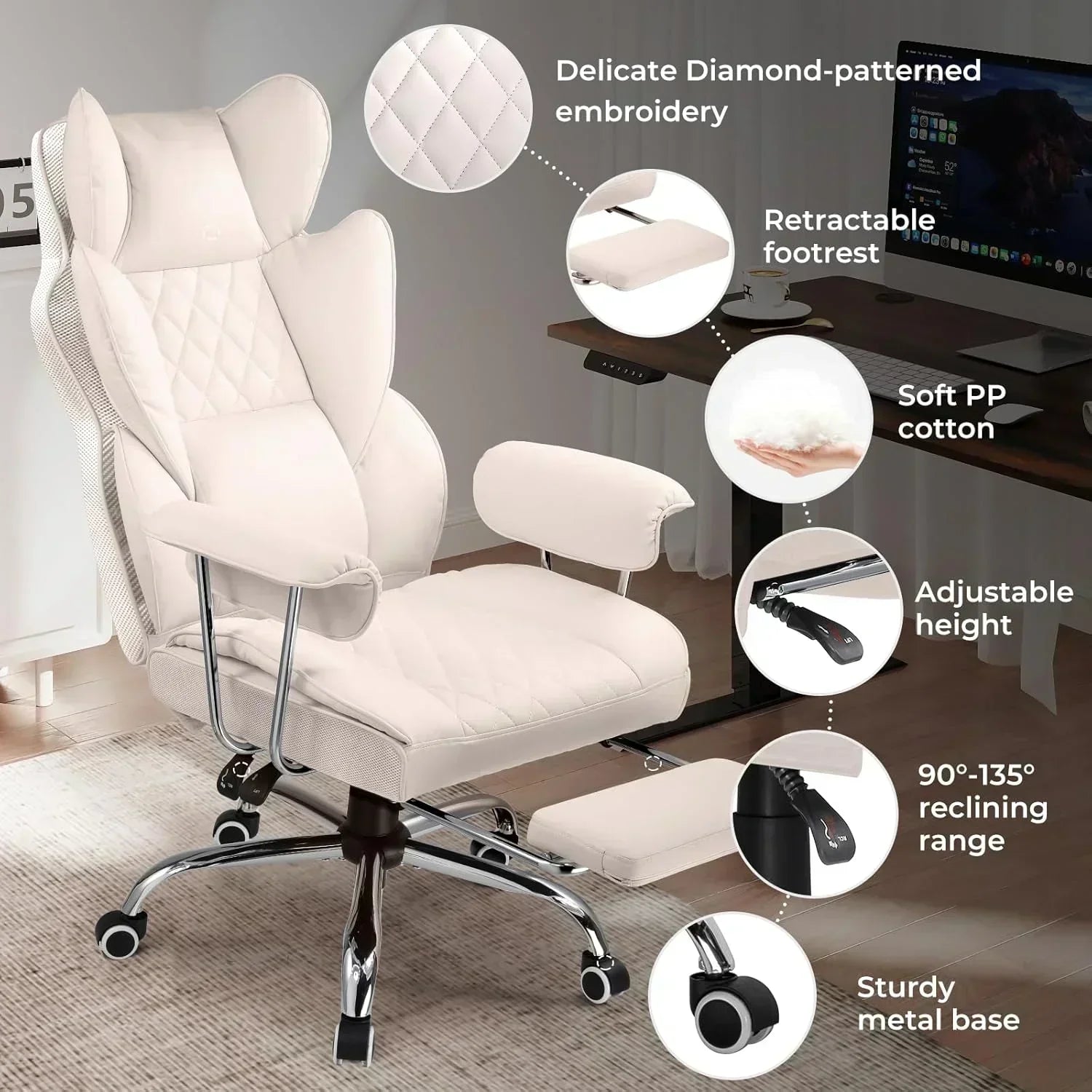 Large high back office chair high back leather gaming chair with footrest