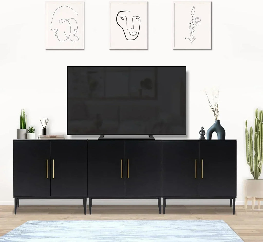 Free Standing Cabinet Black Wood for Living Room Bedroom Dining Room Hallway