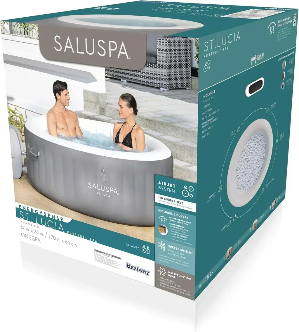 Bestway SaluSpa Miami EnergySense AirJet Inflatable Hot Tub Spa 71 x 26 Portable Hot Tub