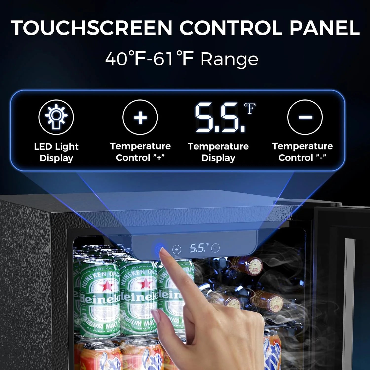 Mini Fridge 130 Can Beverage Refrigerator Cooler, 3.2 Cu.Ft Drink Fridge for Soda Wine Beer, Adjustable Temperature Control for Home Office, Black