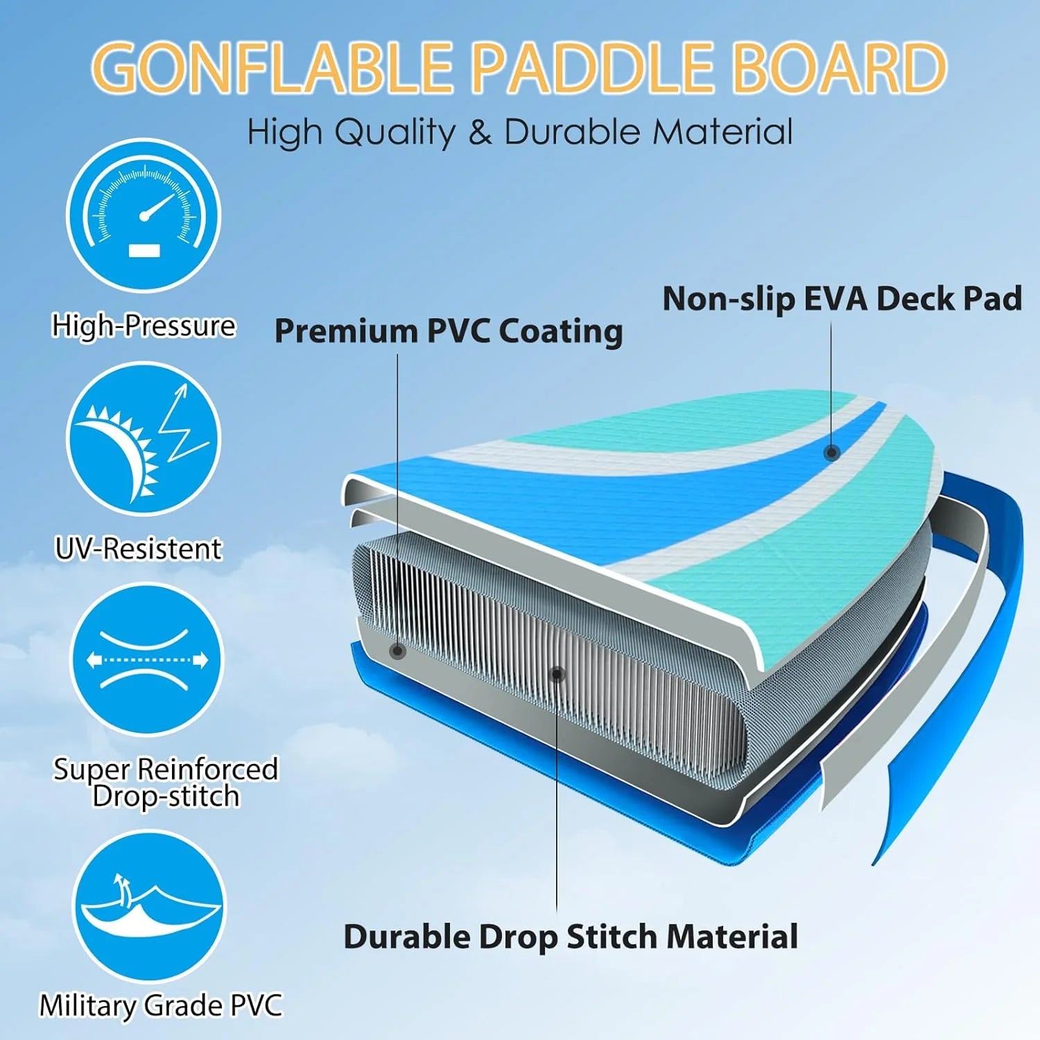 Inflatable Stand Up Paddle Board for Adult All Skill Levels- 10'4 Ultra-Light SUP Paddleboard