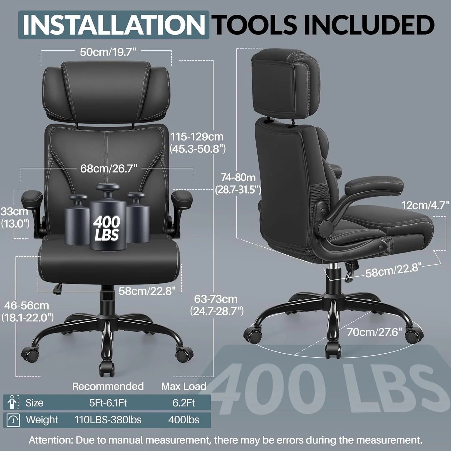 Office Chair Large High-Foot Computer Desk Chair, Breathable Leather Chair Lumbar Support Rotating Computer Chair