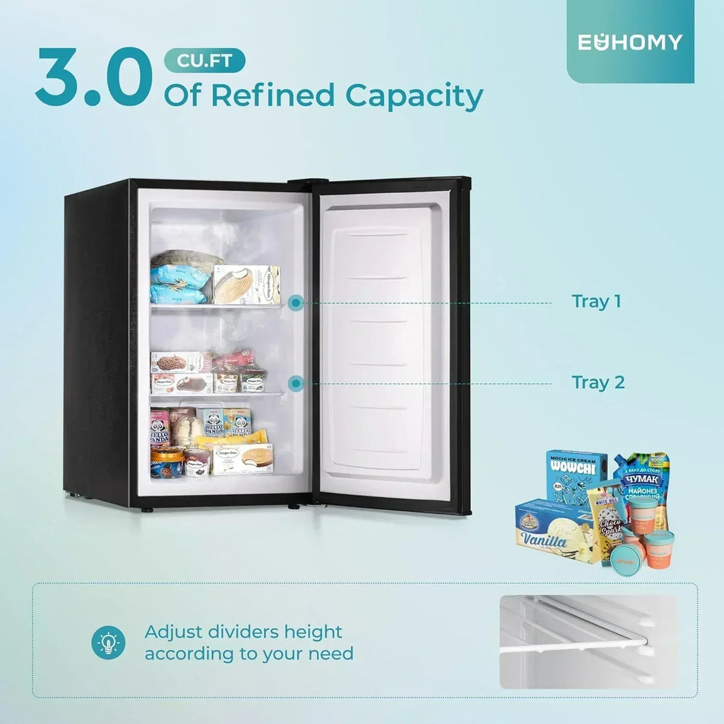 Upright freezer 3.0Cubic Feet Single Door Compact Mini Freezer with Reversible Door Small freezer