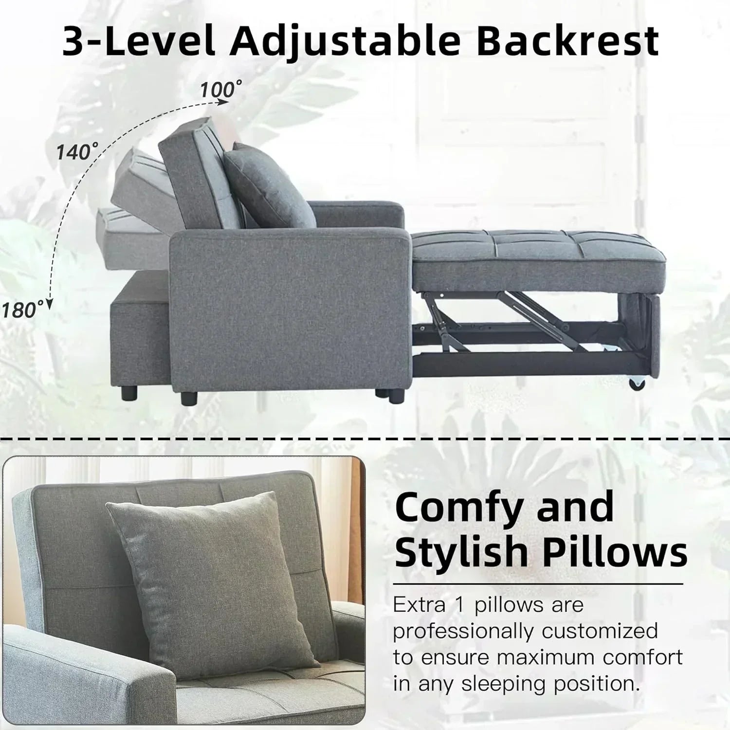 Sofa Bed Chair Convertible Sleeper Sofa with Pull-Out Bed