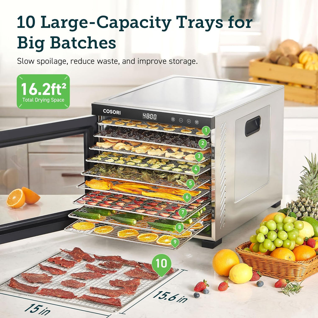 COSORI Food Dehydrator Bigger Than 7 Trays With Large 6.5 Drying Space 600W Power